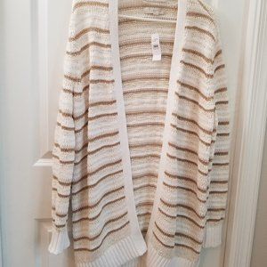 Loft cardigan in cream with gold stripes, brand new with tags